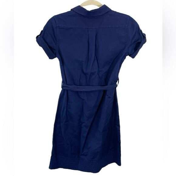 Banana Republic Blue Utility Shirtdress Size 0 Linen Blend Tie Belt Mini Dress - Picture 2 of 9